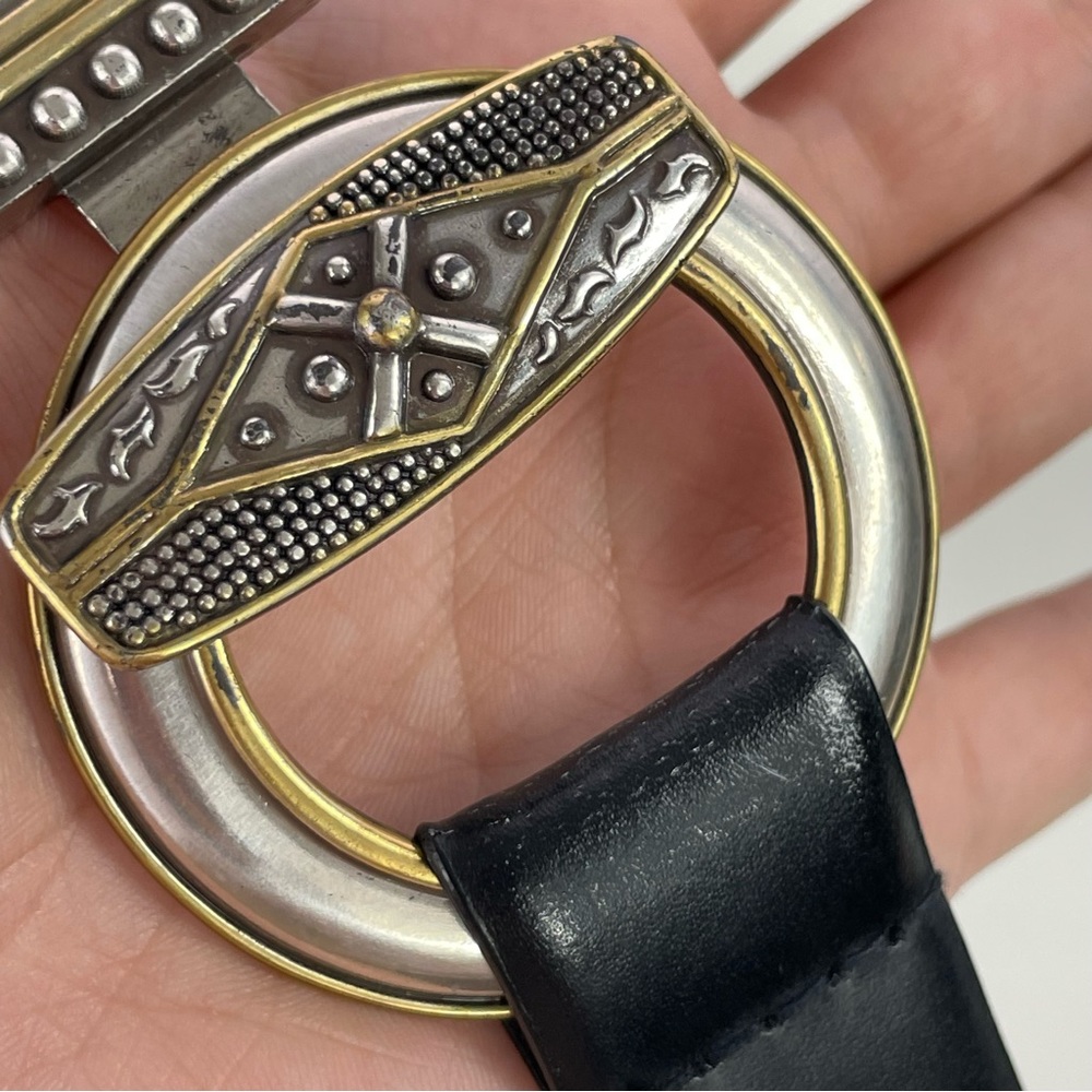 Chico’s Black Leather Two-Tone Decorative Buckle‎ Belt - Picture 7 of 12
